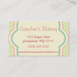 Backen und Bäckerei-Butike, grüner Polka-Punkt Visitenkarte