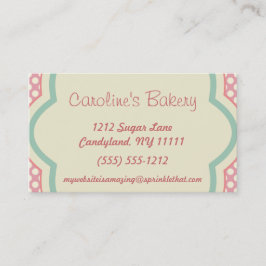 Backen und Bäckerei-Butike, rosa Polka-Punkt Visitenkarte