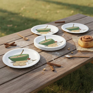 Backen von Zimtrollen Pappteller