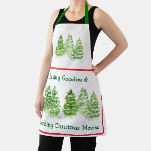 Backen + Weihnachtsfilme anschauen Watercolor-Bäum Schürze