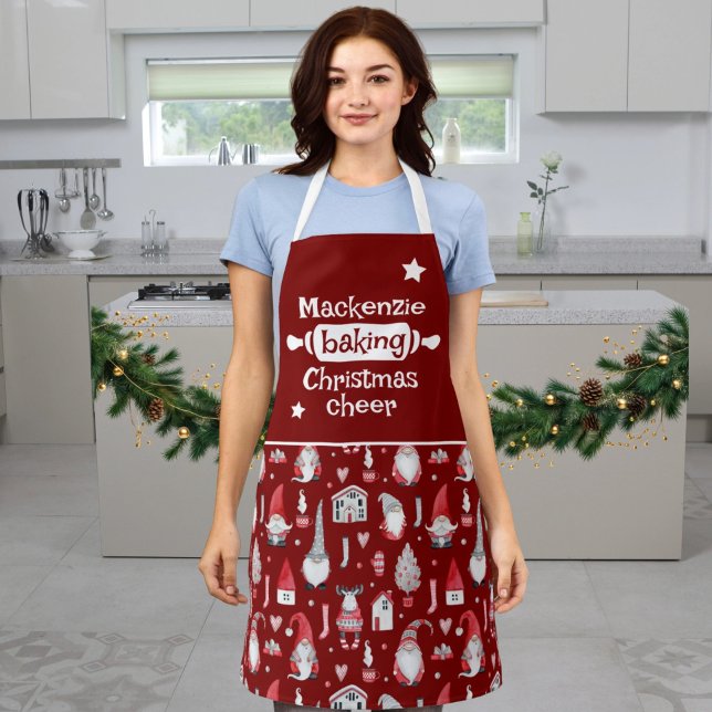 Backen Weihnachtsgeschenk Schürze (Baking Christmas Cheer Apron
by Ricaso. Add your own name to this gnome holiday apron)