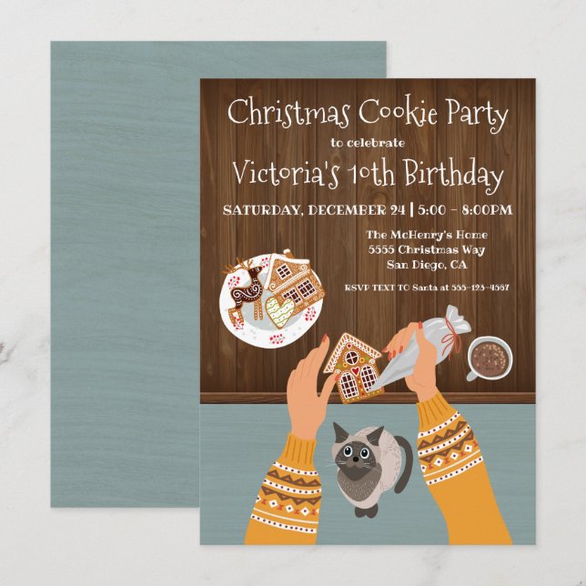 Backen Weihnachtskekse Party Einladung (Vorne/Hinten)