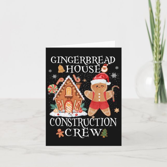 Backen Xmas Gingerbrot House Construction Crew De Karte (Vorderseite)