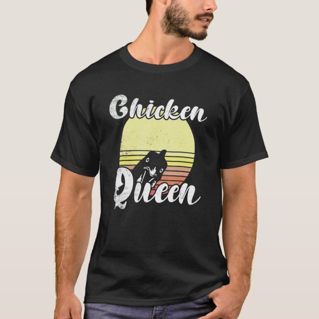 Backenhähnchen Retro Sunset Chicken Queen Chicken T-Shirt (Vorderseite)
