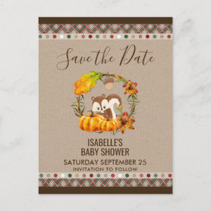 Backenhörnchen und Kürbisse im herbstlichen Landha Ankündigungspostkarte