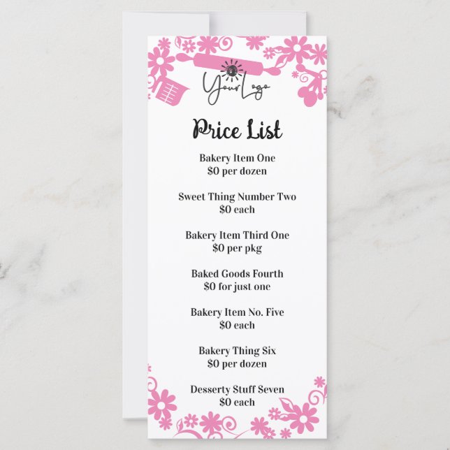 Backenzubehör, schwarze Marketing-Rack-Karte (Vorderseite)