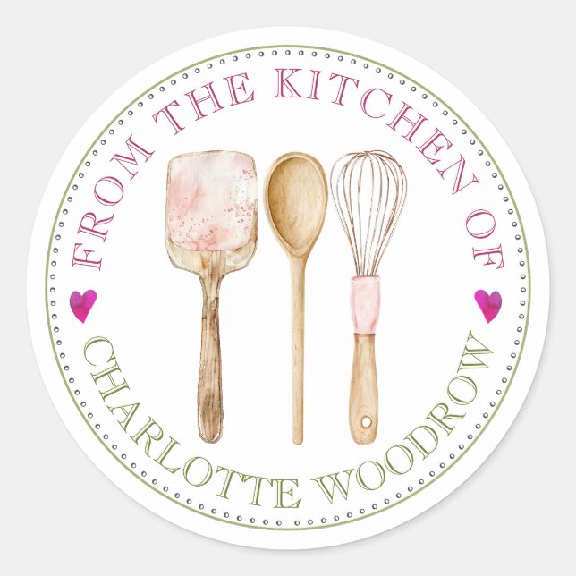 Bäcker-Konditor-Werkzeuge Lebensmittel-Etiketten-A Runder Aufkleber (Vorderseite)