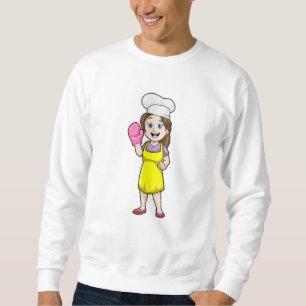 Bäcker mit Kochhandschuh und Schürze aus Ofen Sweatshirt