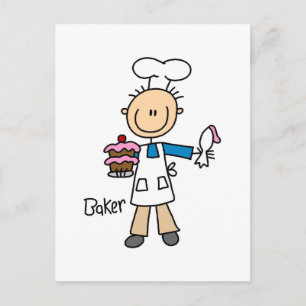 Bäcker mit Kuchen Postkarte