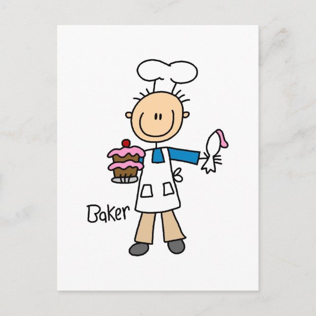 Bäcker mit Kuchen Postkarte (Vorderseite)