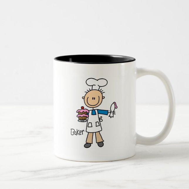 Bäcker mit Kuchen Zweifarbige Tasse (Rechts)