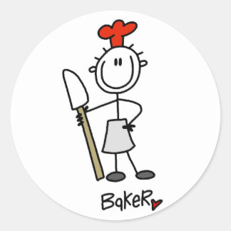 Bäcker mit Scraper-Hemden und Geschenken Runder Aufkleber