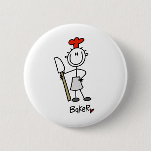 Bäcker mit Teigschaber Button