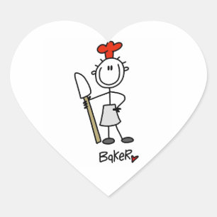 Bäcker mit Teigschaber Herz-Aufkleber