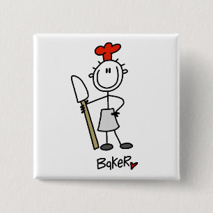 Bäcker mit Teigschaber T-Shirts und Geschenke Button