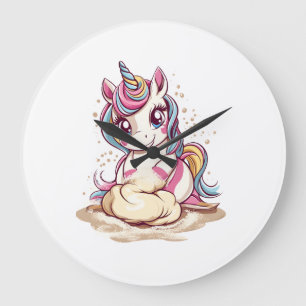 Bäcker Teig Einhorn (1) Große Wanduhr