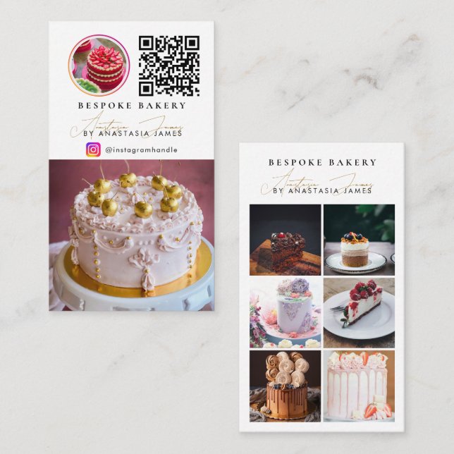 Bäckerei 6 Foto-Feed-Grid Social Media QR Code Visitenkarte (Vorne/Hinten)