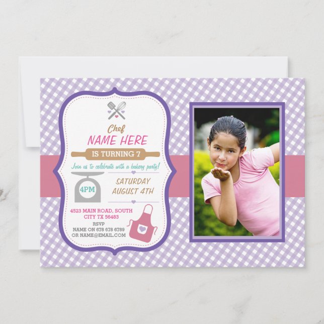 Bäckerei Backen jedes Alter Geburtstagsparty Girls Einladung (Vorderseite)