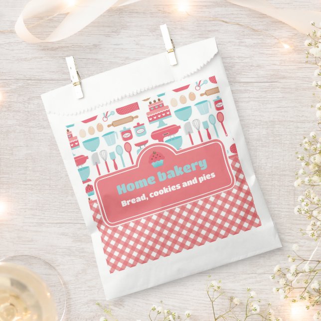 Bäckerei Backutensid Muster Red Gingham Geschenktütchen (Ausgeschnitten)
