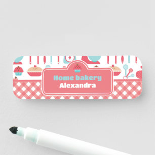 Bäckerei Backutensils Red Gingham Namensschild
