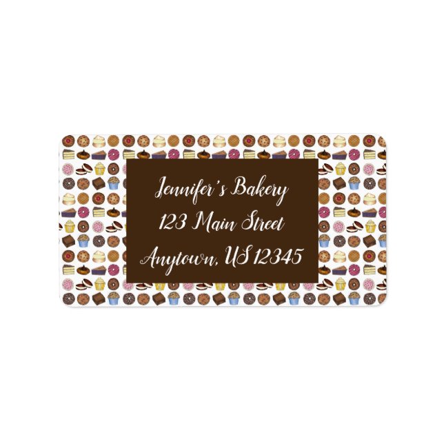 Bäckerei Bake Sale Foods Brownie Cupcake Pie Süßig Adressaufkleber (Vorne)