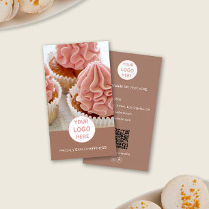 Bäckerei Benutzerdefiniertes Foto-Logo QR Braune V Visitenkarte