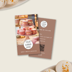 Bäckerei Benutzerdefiniertes Logo Foto QR Braune V Visitenkarte