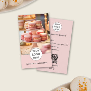 Bäckerei Benutzerdefiniertes Logo Foto QR Rosa Vis Visitenkarte