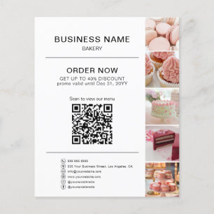 Bäckerei-Bestell-QR-Code-Rabatt-Foto Weiß Flyer