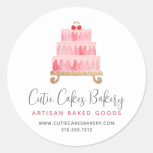 Bäckerei Blush Pink Torte Gebäck Konditor Dessert Runder Aufkleber