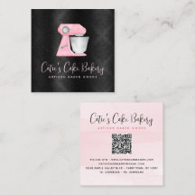 Bäckerei-Blush-Rosa-Küchenmixer-QR-Code auf Schwar