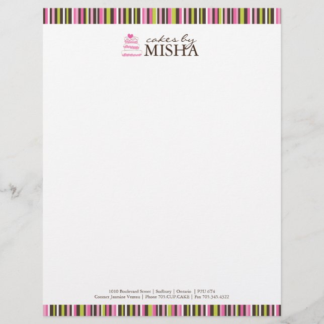 Bäckerei-Briefkopf Briefbogen (Vorderseite)