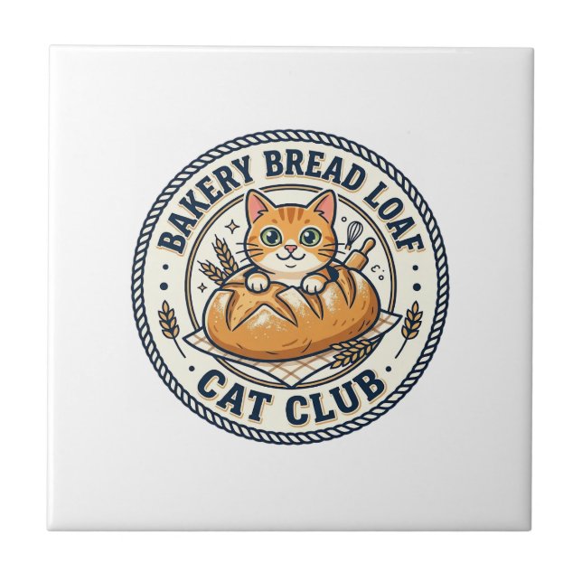Bäckerei Brotlaib Katze Katzenmutter Geschenkidee  Fliese (Vorderseite)