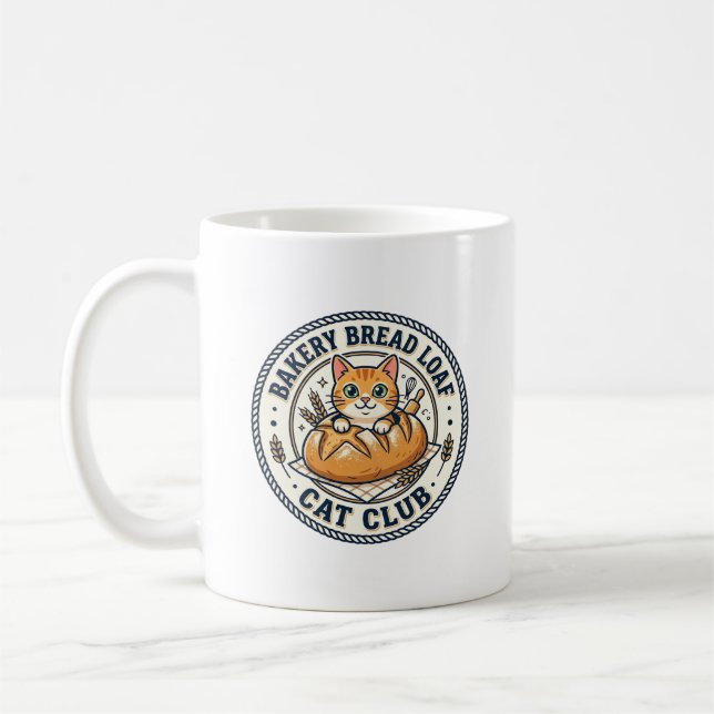 Bäckerei Brotlaib Katze Katzenmutter Geschenkidee  Kaffeetasse (Links)