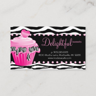 Bäckerei Business Card Zebra Pink Cupcake Herzst Visitenkarte
