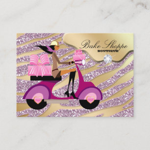 Bäckerei Business Card Zebra Pink Gold Sparkasset Visitenkarte