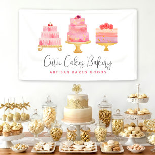 Bäckerei Café 3 Blush Rosa Wasserfarbe Torten Dess Banner