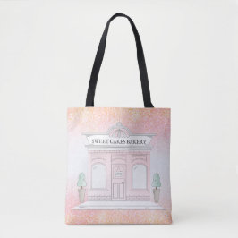 Bäckerei Cafe Illustration | Rosa Glitzer Tote Tas