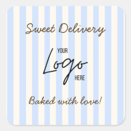 Bäckerei-Café-Logo Mit Liebe Gebacken Quadratischer Aufkleber
