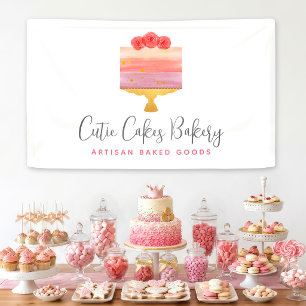 Bäckerei Café Pink Purple Wasserfarbe Kuchen Desse Banner