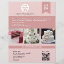 Bäckerei Cake Custom Logo Pink Business Flyer