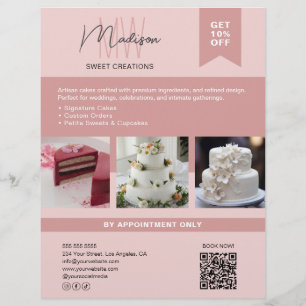 Bäckerei Cake Custom Monogram Logo Pink Flyer