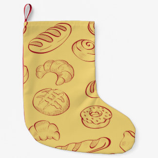 Bäckerei, Croissants, Lebensmittel Vintage nahtlos Kleiner Weihnachtsstrumpf