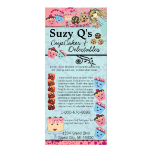 Bäckerei Cupcake Aqua Blue Rackkarte Werbekarte