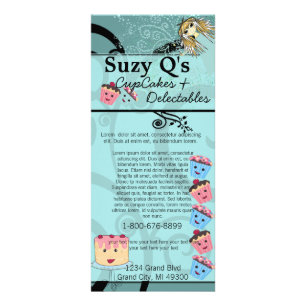 Bäckerei Cupcake Aqua Blue Rackkarte Werbekarte