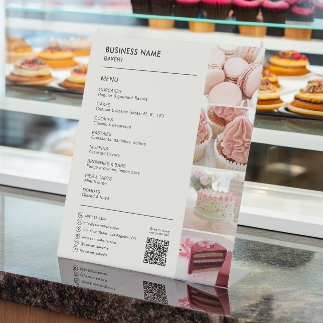 Bäckerei Cupcake Cake Shop Menü Business Sockelschild (Bakery Cupcake Cake Shop Menu Business Pedestal Sign by MINTIC DESIGN STUDIO)