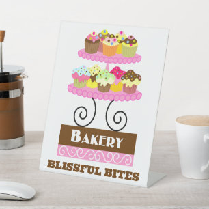 Bäckerei Cupcake Pedestal Zeichen Sockelschild