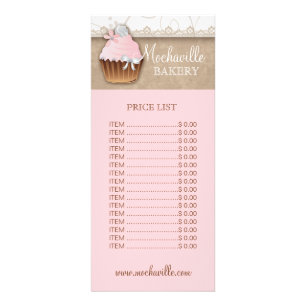 Bäckerei-Cupcake-Vintage-Preisliste Regal-Karte Werbekarte