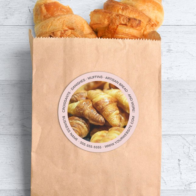 Bäckerei Custom Foto Pink Runder Aufkleber (Bakery Custom Photo Pink Classic Round Sticker)