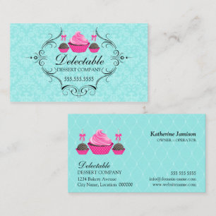 Bäckerei-Damast-Aqua-Rosa Visitenkarte